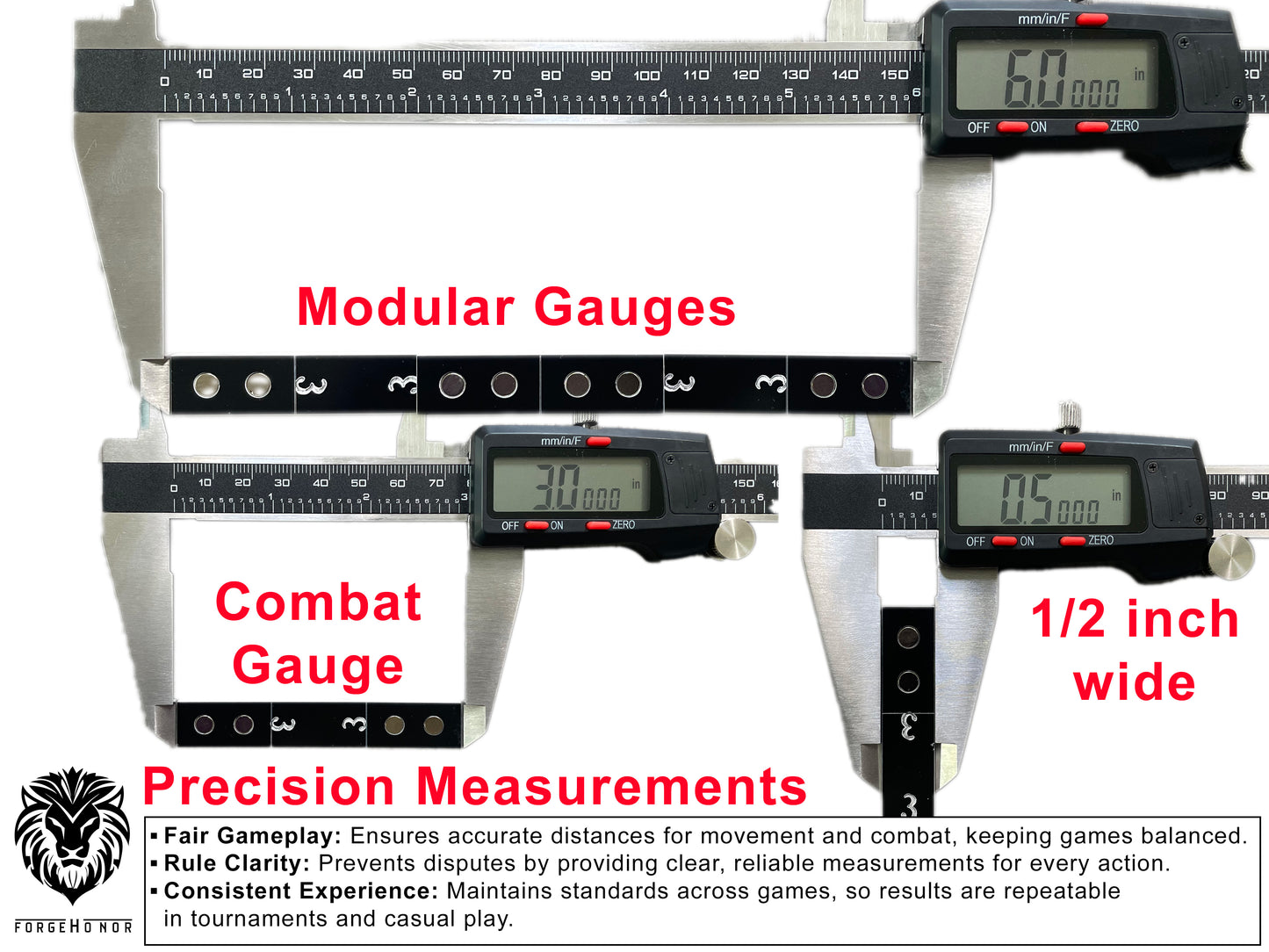 Miniature Wargaming Tabletop Measurement Tool – 14-Piece Modular Magnetic Gauge Set for Warhammer, AoS & 40K