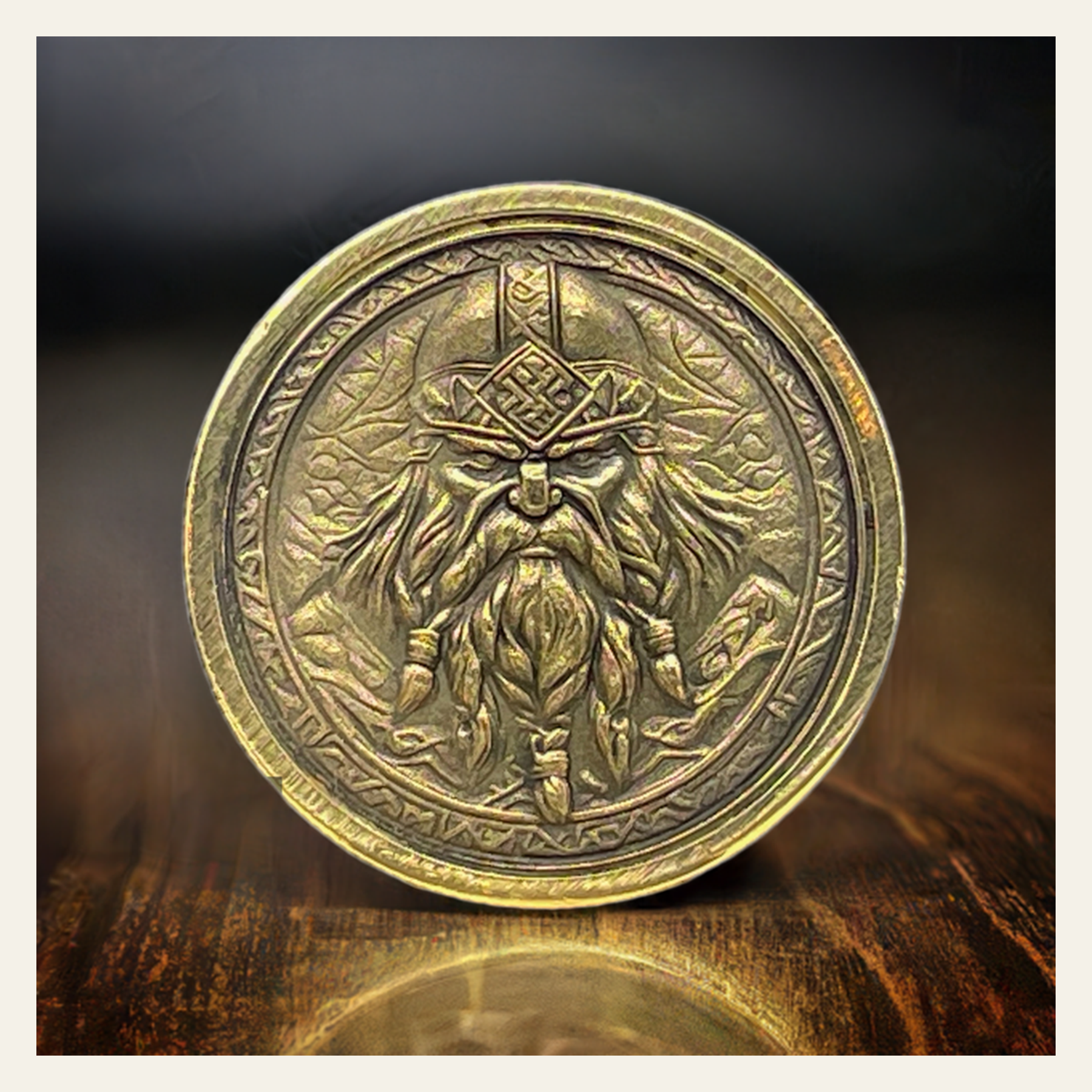Custom brass 32mm fantasy collectible coin product photo by Forge Honor