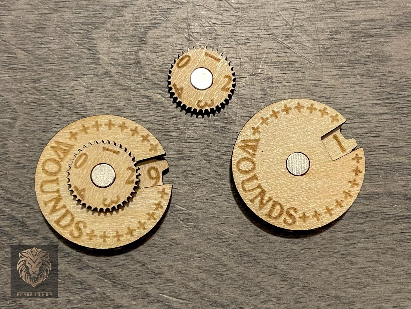 Magnetized Wargaming Counters (Set of 5) | Wooden Tabletop Dial, 0-49