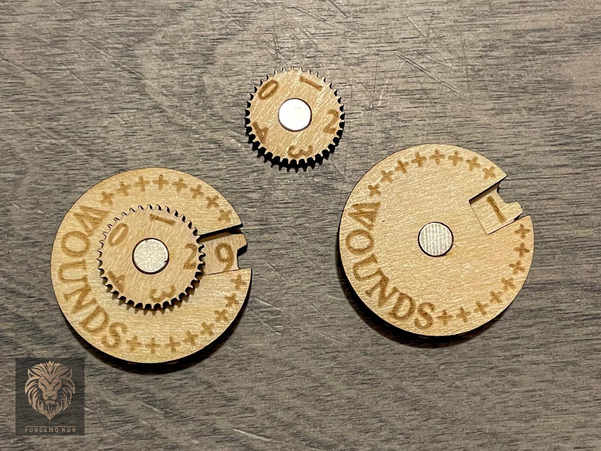 Magnetized Wargaming Counters (Set of 5) | Wooden Tabletop Dial, 0-49