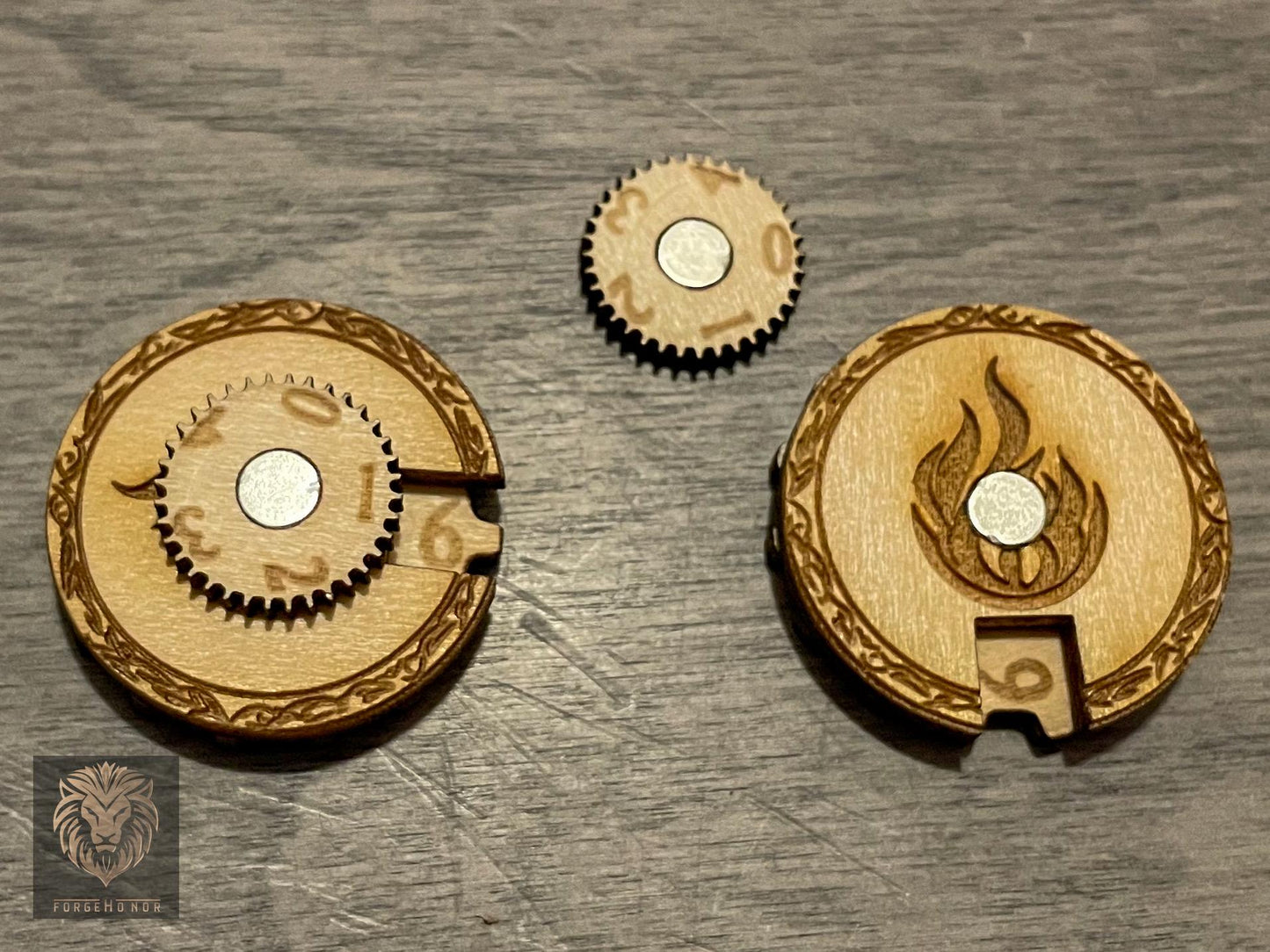 Magnetized Wargaming Counters (Set of 5) | Wooden Tabletop Dial, 0-49