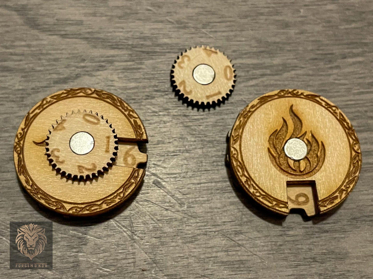 Magnetized Wargaming Counters (Set of 5) | Wooden Tabletop Dial, 0-49
