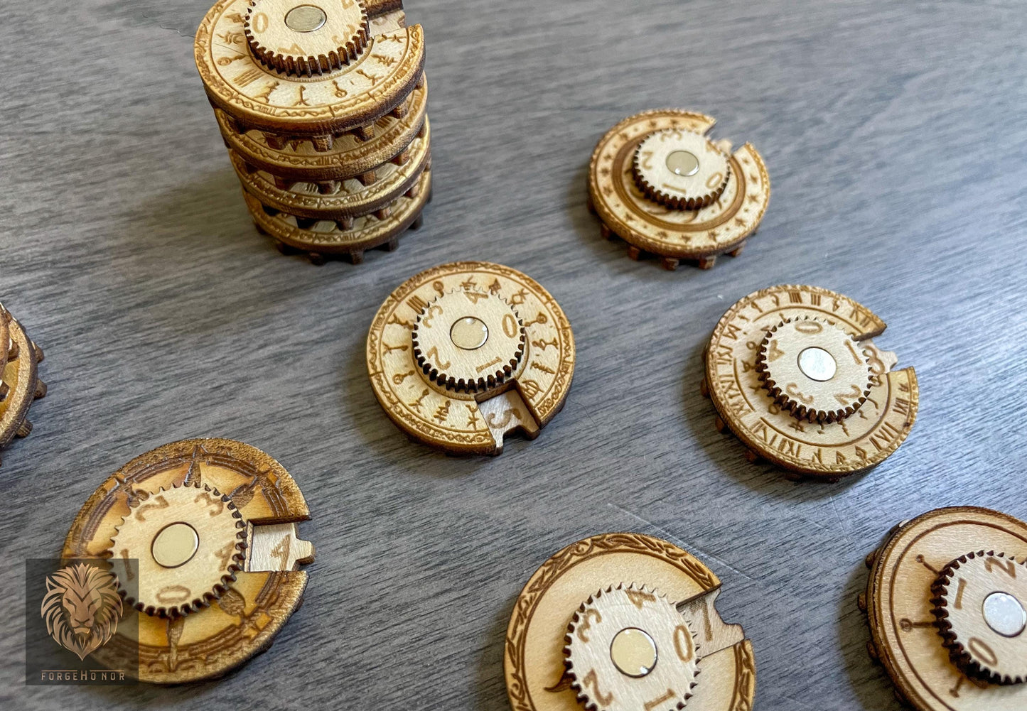 Magnetized Wargaming Counters (Set of 5) | Wooden Tabletop Dial, 0-49