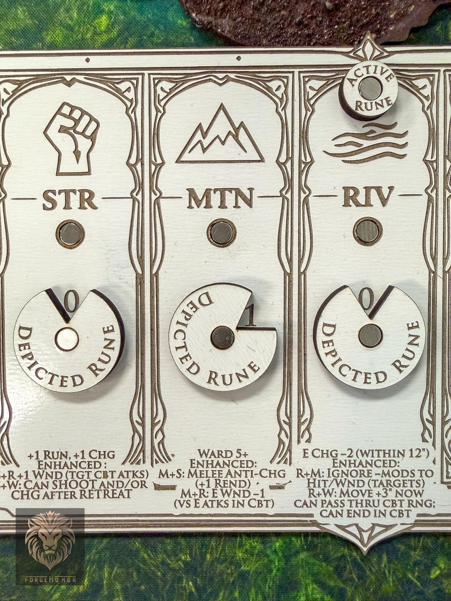 Lumineth Realm Lords Rune Tracker | Laser Engraved Magnetic Dial Board for Age of Sigmar