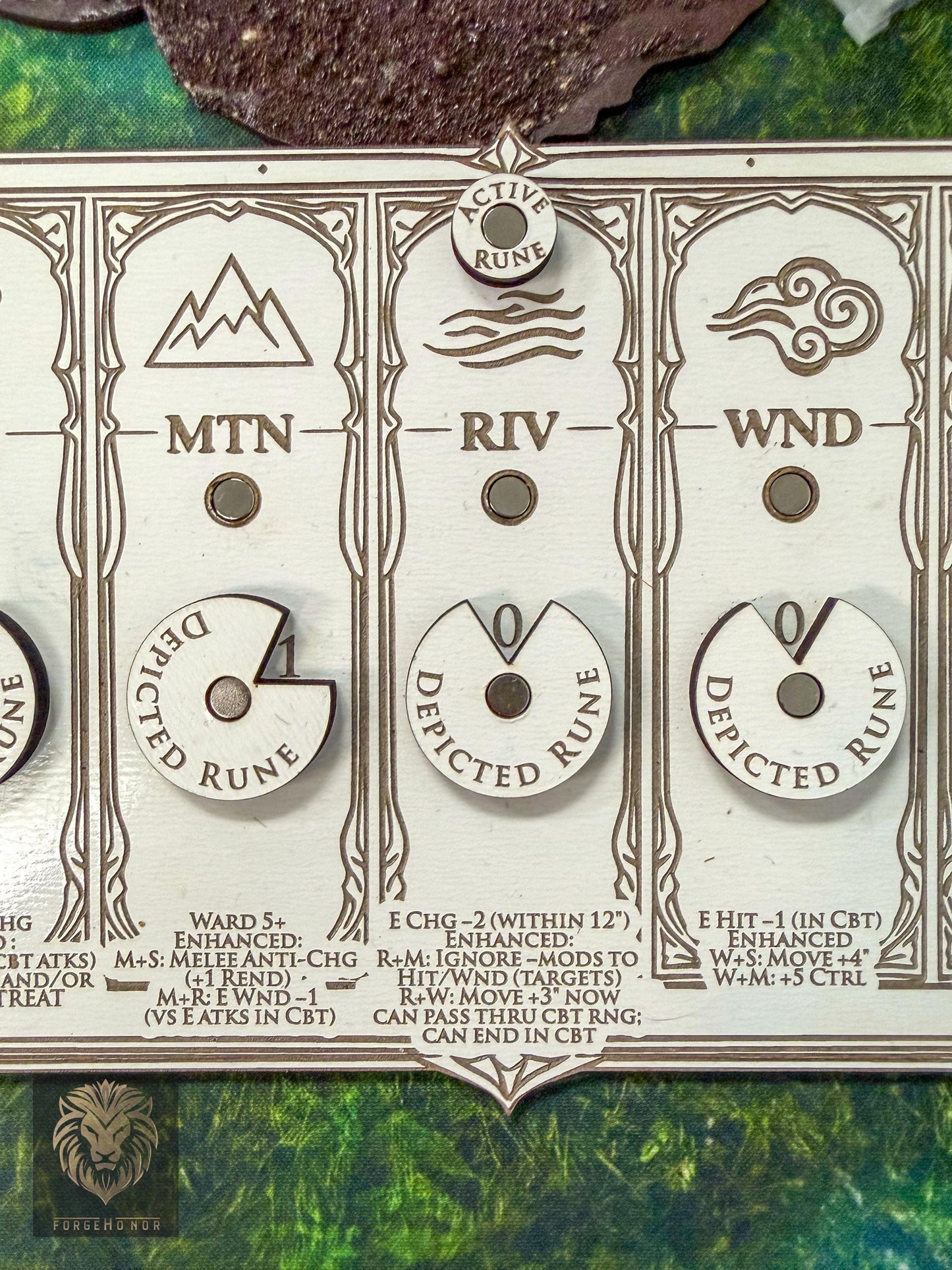 Lumineth Realm Lords Rune Tracker | Laser Engraved Magnetic Dial Board for Age of Sigmar