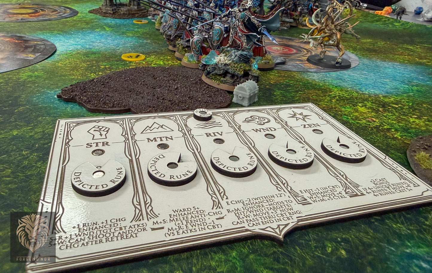 Lumineth Realm Lords Rune Tracker | Laser Engraved Magnetic Dial Board for Age of Sigmar