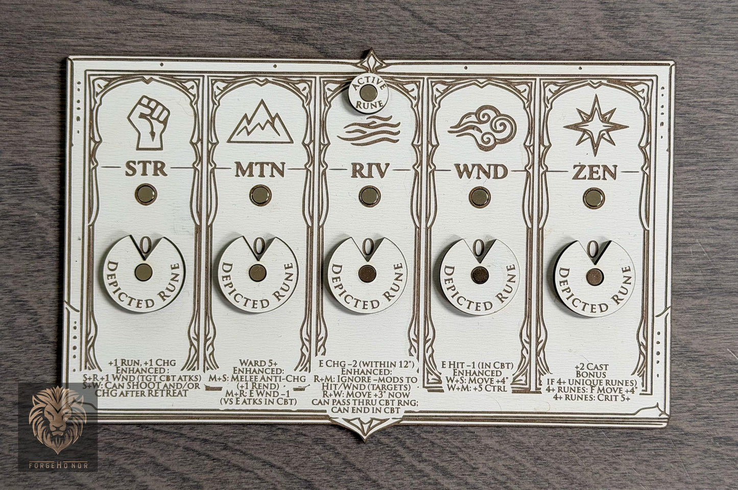 Lumineth Realm Lords Rune Tracker | Laser Engraved Magnetic Dial Board for Age of Sigmar