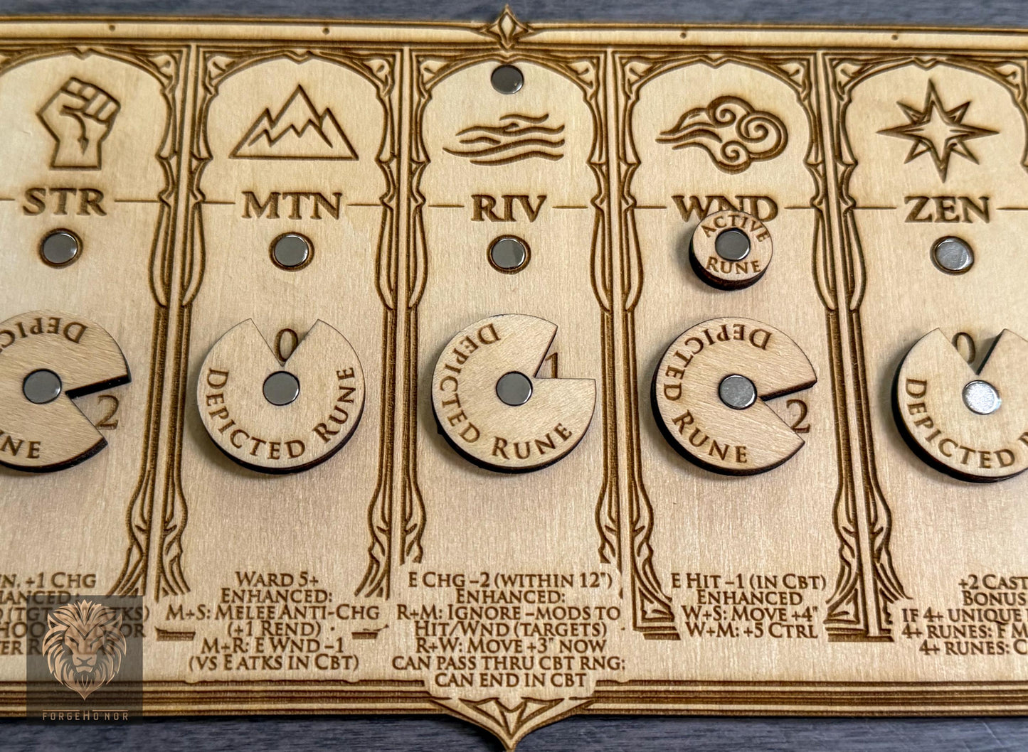 Lumineth Realm Lords Rune Tracker | Laser Engraved Magnetic Dial Board for Age of Sigmar