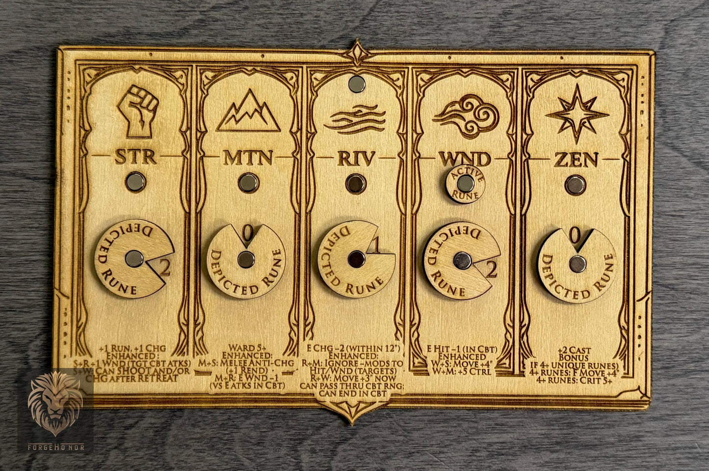 Lumineth Realm Lords Rune Tracker | Laser Engraved Magnetic Dial Board for Age of Sigmar